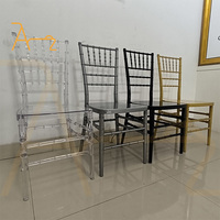 Chaises de mariage en plastique transparent de style bambou détachable en gros, dorées, noires, argentées, avec dossier pour hôtel, pour événements