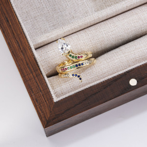 Trendy Colorful CZ Snake Wrap <b>Ring</b> Gold Plated Brass Serpent Adjustable <b>Ring</b> Teardrop Zircon Animal <b>Statement</b> <b>Rings</b> Wholesale - Product Image 3