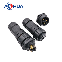 AOHUA Ventes d'usine Vis de fixation M25 2 3 4Pin Circulaire en plastique Nylon Fil vers Panneau Connecteur IP67 Led fil Connecteur