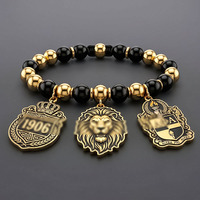 Bracelet en silicone avec perles noires et or vieilli, lettres grecques, étanche, pour fête estivale à la plage, logo personnalisé
