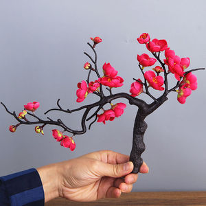 Số lượng lớn thực tế màu Đỏ Nhân Tạo hoa mận <span class=keywords><strong>Bonsai</strong></span> Chậu cây Phương Đông nhà văn phòng Tabletop lễ hội trang trí cho Giáng sinh - Product Image 4