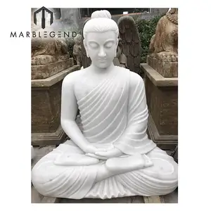 Statue de bouddha en pierre naturelle, sculptures de bouddha, en marbre blanc, art de fabrication