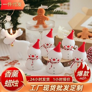 Vela perfumada con aroma a muñeco de nieve navideño, regalo decorativo para la decoración del hogar en las fiestas. - Product Image 5