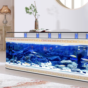 大型特注ガラス製クリア高級丸型水槽<span class=keywords><strong>120L</strong></span>エコフレンドリー50Wリビングルーム水槽金魚造園カスタマイズ - Product Image 3