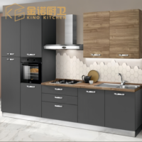 Ensemble d'armoires de cuisine modernes en acier inoxydable, finition laquée, design modulaire, caractéristiques écologiques et ignifuges - Solution complète pour