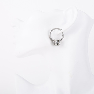 Pendientes de Aro Asimétricos de Acero de Titanio, Diseño Geométrico, Tamaño Grande, Joyería de Moda para Mujeres y Hombres - Product Image 3