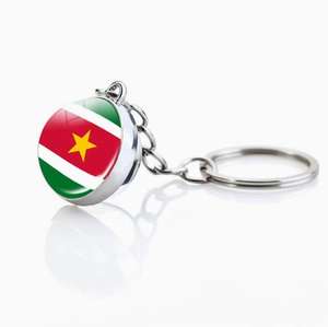 Porte-clés et pendentif de sac en verre avec fleur en cristal, motif drapeau national d'Uruguay, bijou souvenir de <span class=keywords><strong>voyage</strong></span> - Product Image 5