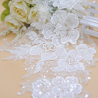 Nouvelle conception de luxe 3d maille de fleur colorée broderie strass dentelle perlée Applique bricolage dentelle garniture de tissu avec paillettes