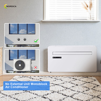 Climatiseur monobloc 10000 BTU R290 sans unité extérieure, classe énergétique A, refroidissement et chauffage, mode silencieux, contrôle par application