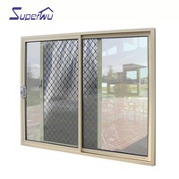 Nuevo diseño personalizado NOA NFRC American apruebe la puerta corredera de vidrio templado de aluminio con rotura de puente térmico estándar con red de rejilla