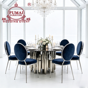 Modern Design Silver Stainless Steel Round Luxury <b>Tables</b> and Chairs Wedding - Product Image 3