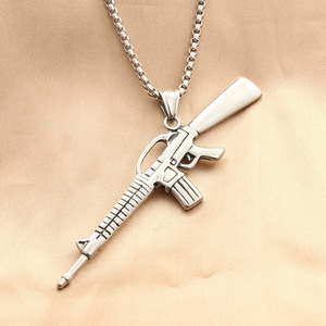 Collar con Colgante de Rifle de Acero Inoxidable, Estilo Punk Retro para Hombre, 280342 - Product Image 1