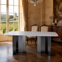 Ensemble de table à manger carrée en marbre blanc 6 places avec chaises pour la maison, la cuisine et la salle à manger