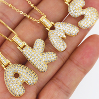 Collar Personalizado con Inicial en Letra Burbuja Chapada en Oro de 18K, Colgante 3D con Alfabeto Inflado para Mujeres y Niñas