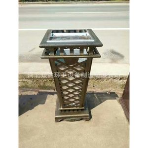 ถังขยะโลหะทรงสี่เหลี่ยมสำหรับกลางแจ้ง ขนาด 44x44x94 มม. ถังขยะตกแต่งสวน - Product Image 2