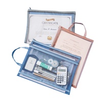 Sac de rangement unisexe en maille transparente double couche pour documents, idéal pour les examens des étudiants, avec fermeture éclair, pour le bureau et l'archivage