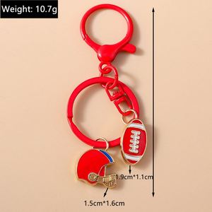 Porte-clés en métal style mini casque de rugby, souvenir d'équipe sportive, vente en gros - Product Image 6