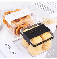 Boîte à gâteau carrée prête à l'emploi pour mousse française coupée en morceaux, conteneur transparent pour pâtisserie avec fenêtre claire