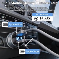 Kabel Charger Mobil Starlink Mini 3in1 dengan Layar Digital ke Kabel Daya DC 12V ke 30V, Kabel Pengisian Daya Mobil untuk Starlink Mini