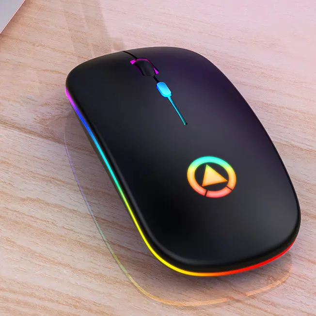 A2 Wireless Mute Mouse ReChargeable Ergonomic Gaming Mouse 25mm Ultra-thin RGB Cool Backlit 1600dpi Office Laptop PC Accessories