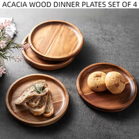 Ensemble de plateaux ronds en bois naturel, plateau en bois pour dîner, décoration intérieure, plateau de service circulaire moderne et minimaliste