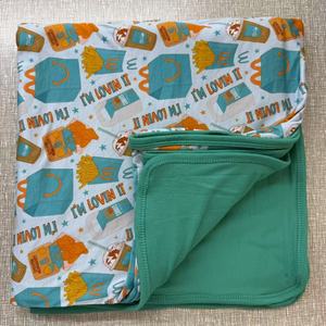 Couverture d'emmaillotage pour bébé en bambou multifonctionnelle, écologique, toute saison, à double couche, avec motifs de personnages et de style western, en stock en usine - Product Image 1