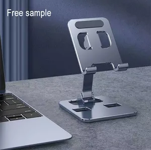 Taşınabilir alüminyum tamamen katlanabilir açı ayarlanabilir masa cep telefonu standı tutucu