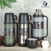 Bouteille isotherme sous vide en acier inoxydable 304 de 1,2 L avec poignées et couvercle-gobelet, pour le camping, la pêche, les voyages en voiture
