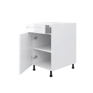 OPPOLIA Custom White RTA Base Cabinets With 1 Drawer 1 Door Ready to Assemble Kitchen Unit For Kitchen