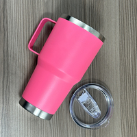 Gobelet de voyage isotherme personnalisé de 30 oz pour café glacé avec couvercle breveté, bouteille d'eau réutilisable en acier inoxydable avec poignée et paille