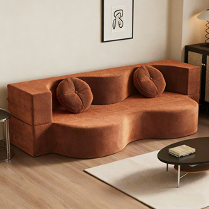 Divano Angolare Espandibile di Lusso a Forma d'Onda con Schienale Imbottito, Set di Mobili per Soggiorno con Spugna ad Alta Resilienza - Product Image 4