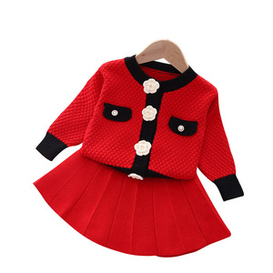 <span class=keywords><strong>Cardigan</strong></span> en tricot fait main pour bébé avec broderie florale personnalisée, ensemble pull pour fille - Product Image 5