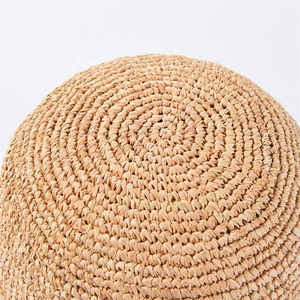 Sombrero para el sol de playa de verano para niñas al aire libre, sombrero de cubo de paja de rafia de ala corta para deportes casuales diarios, material natural - Product Image 5