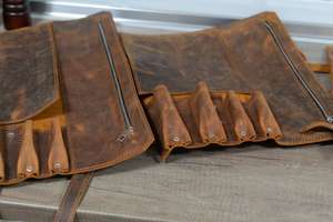 Portable Leather Sheath <b>Roll</b> <b>Kit</b> Custom Tool Storage Bag Genuine Leather Lightweight Lifetime Unique Tool Storage With Handle - Product Image 5