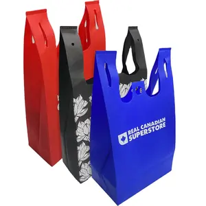 Anada-bolsa de compras reutilizable para mujer, chaleco tejido con logotipo personalizado, bolsa no tejida con fondo cuadrado