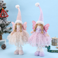 Ensemble de poupées ange lumineuses LED, deux couleurs rose et violet, décoration de Noël en peluche, OEM ODM, vente en gros personnalisée