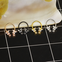 Papillon Nez Piercing Cerceau Anneau Articulé Segment Zircon Septum Piercing Chaîne Oreille Cartilage Tragus Nariz Piercing Manchette Goth Hoop
