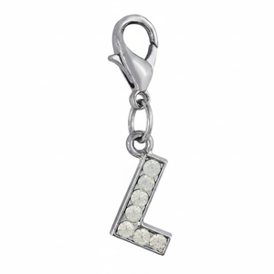 Ciondolo a forma di lettera L in cristallo con strass trasparenti per la creazione di gioielli - Product Image 2
