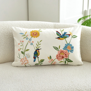 Soft Velvet Throw <strong>Pillow</strong> <strong>Cover</strong> Embroidered Flower <strong>Pillow</strong> Cases With Zipper - Product Image 5