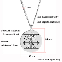 HLSS120-139 Collier Pendentif en Acier Inoxydable Couleur Argent avec Symboles Veve Vaudou, Sigil, Charme, Amulette et Talisman Vodou Lwa Loa