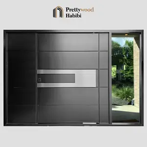 Prettywood Design moderno Extra Large Size esterno ingresso anteriore sicurezza acciaio alluminio ingresso in legno porte a bilico