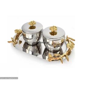 Bol en bois d'acacia avec 3 pieds en métal bol à salade mangue nouvelle décoration moderne et élégante bol cadeau corporatif souvenir - Product Image 3