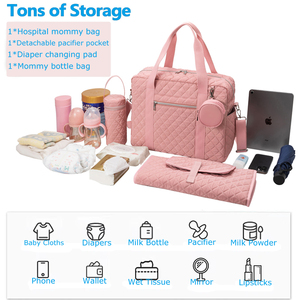 Personalizado de gran capacidad de la moda de <span class=keywords><strong>verano</strong></span> de viaje al aire libre Weekender mochila pañal momia bolsa conjunto de maternidad bebé bolsa de pañales para las mujeres - Product Image 5