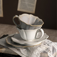 Ensemble tasse et soucoupe à café vintage de style européen, vaisselle en céramique légère et luxueuse pour le thé de l'après-midi, pour la maison et les restaurants