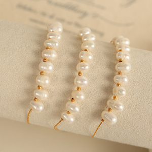 Collar de Perlas de Agua Dulce para Mujer, Chapado en Oro de 18K, Acero Inoxidable, Ovalado, Blanco, Joyería para Uso Diario - Product Image 3