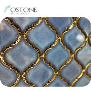 <strong>Discontinued</strong> High Gloss Blue Lantern <strong>Mosaic</strong> Ceramic <strong>Tiles</strong> Wall - Product Image 6
