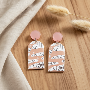 Orecchini pendenti dipinti con ciondolo a cerchio rosa, gioielli di tendenza per donna, set da 12 pezzi - Product Image 2