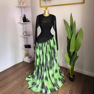 <span class=keywords><strong>Robe</strong></span> longue asymétrique tendance à taille basse pour femme, en maille transparente à manches longues, <span class=keywords><strong>moulante</strong></span>, imprimé tie-dye néon, fluide, pour soirée 2026 - Product Image 1