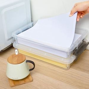 Plastic Storage Bins with Latching Lids Stackable Storage <b>Box</b> for Organizing A4 Paper Portable Project Case Clear <b>File</b> <b>Box</b> - Product Image 4