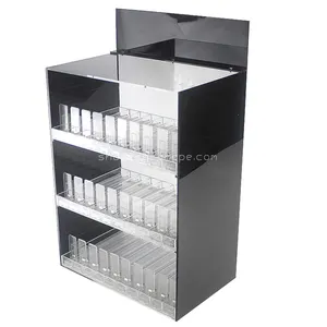 Cheap Nail Polish Display Acrylic Locking Cabinet Cosmetic Case Lucite Locking Showcase For Store